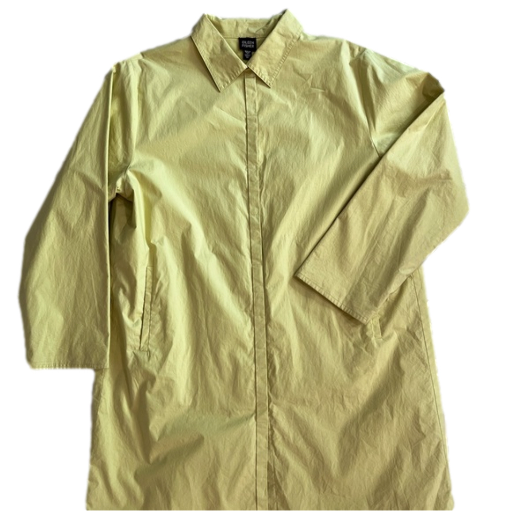 Eileen Fisher yellow cotton rain trench coat, fully lined. Size M, EUC